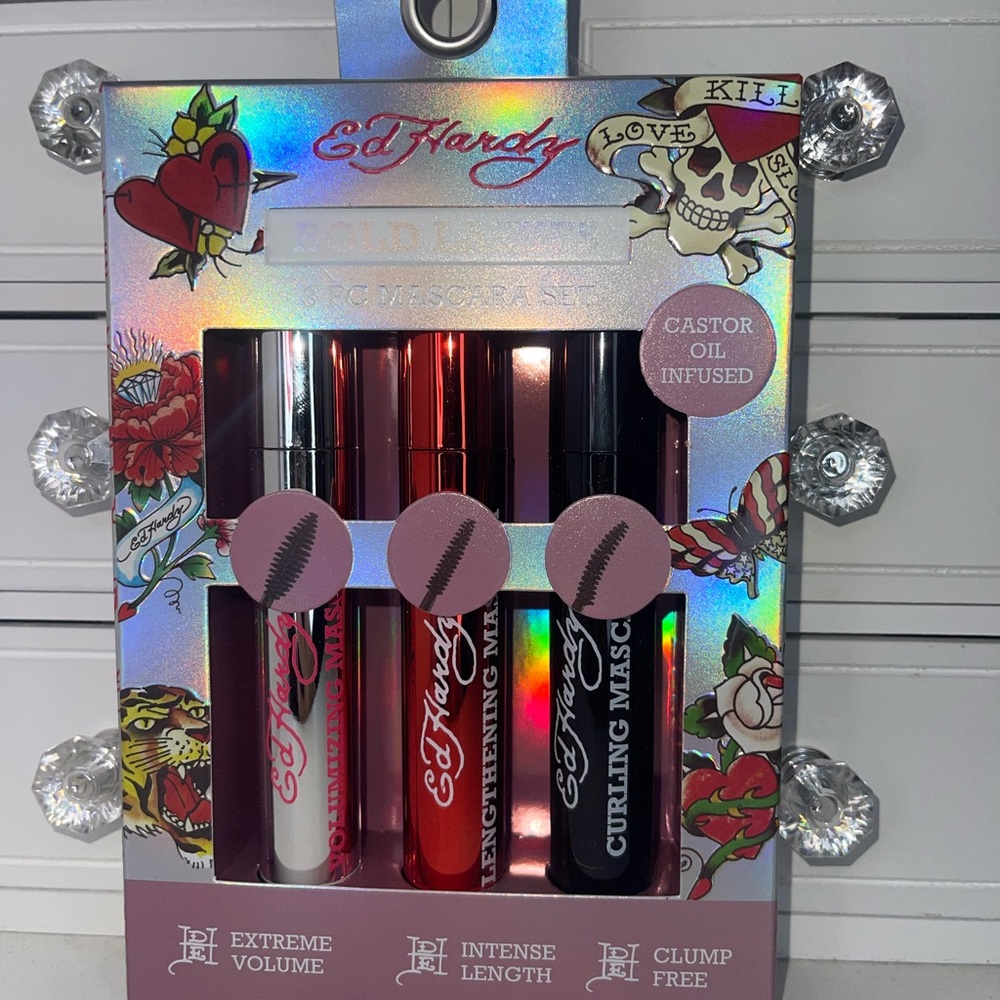 NWT Ed Hardy 3-Pc Mascara Set — Lengthening, volumizing, and curling mascara